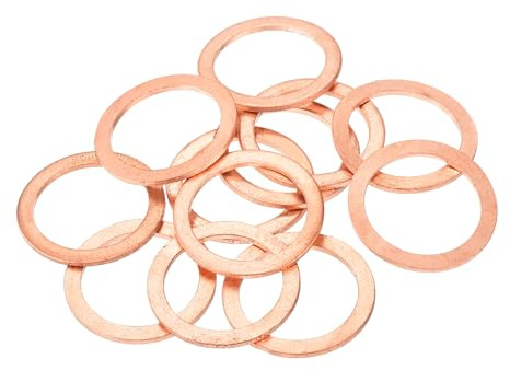QUARKZMAN 12 Pièces Rondelles Plates en Cuivre, Rondelles d'Écrasement Plates Métriques en Cuivre Amélioré, 22x29x1.5mm, pour Raccords Hydrauliques Vis Écrou Réparation Électronique