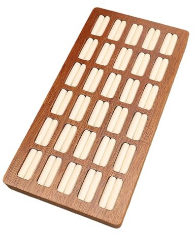 Wood 30 Slot Rings Display Tray Practical Wood Rings Organizers Tray 30 Slots Display Stand For Home And Vendor Jewelry Stand