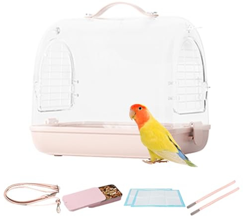 Mochila de Viaje de Aves acrílicas - Caja de Transporte de Mascotas ventiladas portátiles, transportista de Animales pequeños | Estructura extraíble con Percha, Caja Segura al Aire Libre para