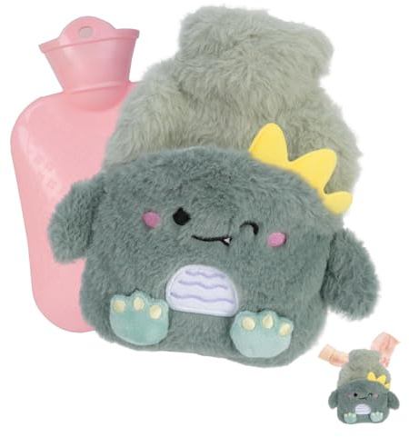 flintronic 400ml Bolsa de Agua Caliente, Bolsa de Agua caliente para Niños, con Cubierta de Felpa Suave, Bolsa Térmica para Mantener Agua Caliente, Menstrual, Articular, Desmontable y Lavable,Segura