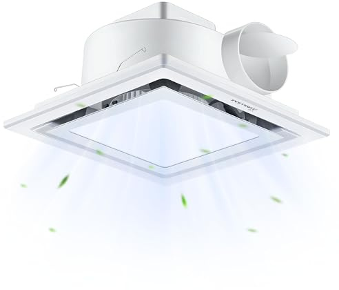 LUMLLSAJI Bathroom Exhaust Fan with Light 10 Ultra Quiet 1.0 Sones,1000LM, 5CCT, Exhaust Fan Mounting Opening 8x8 in 110CFM Bathroom Fan with Light Ceiling Mount for Home, Bath, Office