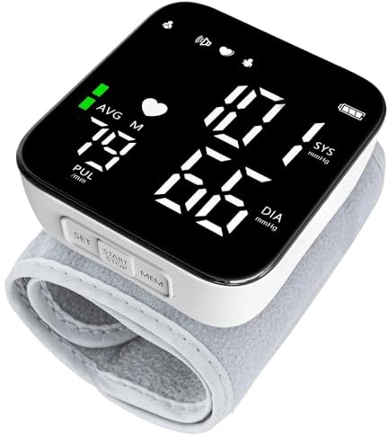 Tensiomètre numérique de poignet - Moniteur de pression sanguine avec écran LCD - Tensiomètre au poignet avec mémoire de lecture 99 x 2 - Sortie vocale automatique - Tensiomètre au poignet