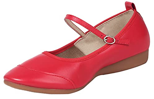 Ballerine rosse da donna, ballerine da donna, ballerine, ballerine, ballerine, scarpe da ballo larghe, scarpe da ballerina, scarpe da ballerina, scarpe larghe H per costumi tradizionali nudi, colore