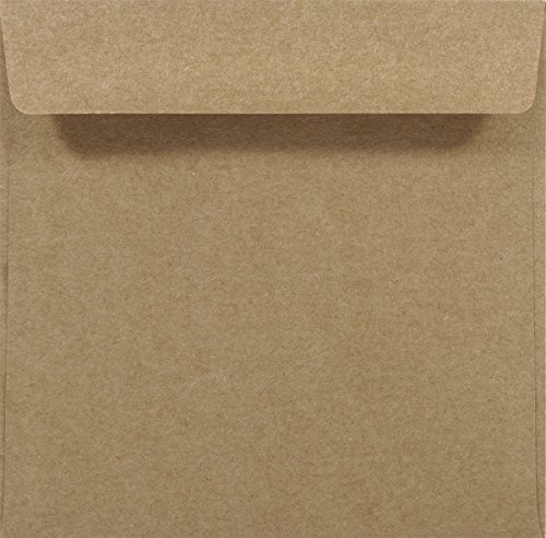 Netuno 100 sandbrun fyrkantiga kuvert kraftpapper 170 x 170 mm rak flik utan fönster kuvert kvadratisk för inbjudningskort födelsedagskort julkort brevkuvert natur
