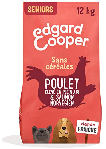 Edgard & Cooper Croquettes Chien Sans Céréales Pour Chiens Adultes Large (12kg), Poulet Et Saumon Frais, Glucosamine Pour Les Articulations, Avec Carottes, Poires Et Pommes, Jamais De Farine Animale