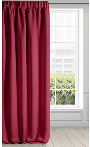 Eurofirany LOGAN Tenda Oscurante Extra Lunga - 1 Unità, Rod Pocket, Fettuccia Arricciatenda, Blocco della Luce, Oscuramento della Stanza, Camera da Letto, Soggiorno, 135x270 cm, Rosso