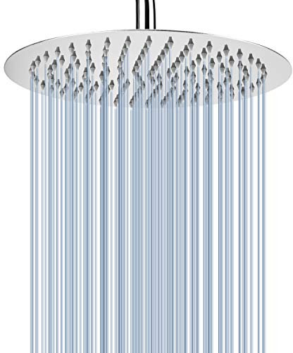25cm Runden Regenbrause, Voolan Kreisförmiger Hochdruck Duschkopf aus Edelstahl 304, Komfortables Duscherlebnis auch bei Niedrigem Wasserdruck, Installierbar an der Wand oder Decke (Chrom)