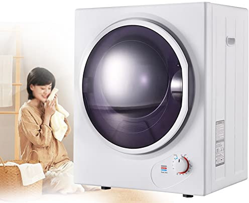 ZWJABYY Mini Tumble Dryer,Ablufttrockner,Frontlader,850W,PTC Ceramic Heating,Freistehend/Wandmontage,Dual Filters,65°C Suitable Drying Temperature,Timer 20 Bis 200 Minuten