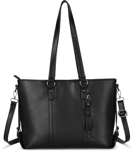 VINBAGGE Damen Handtasche Leder Henkeltasche Top Griff Tasche Vintage Weiches Umhängetasche Schultertasche für Frauen (Schwarz)