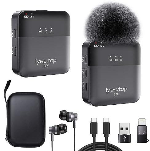 Lavalier Mikrofon Kabellos für iPhone/iPad/USB C Handy - Wireless Mini Ansteckmikrofon mit Echtzeit-/Publikumsüberwachung, Audio Ducking, Begleitung, Hall, Stummschaltung für Live, YouTube, TikTok