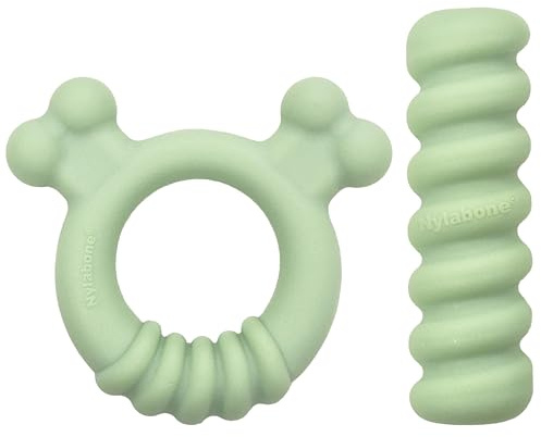 Nylabone Sensory Material Puppy Chew Toys Bundle - Puppy Teething Toys for Boredom & Stimulation - Puppy Supplies - Allergen-Free Peanut Butter and Chicken Flavor, Small/Regular (2 Count)