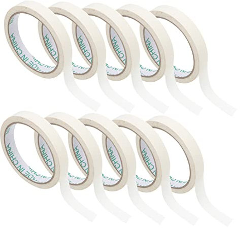 KONTONTY 10 Pezzi Di Nastro Adesivo Di Carta Crespa Bianca Nastro Di Mascheratura Monolaterale Per Verniciatura Auto Per Progetti