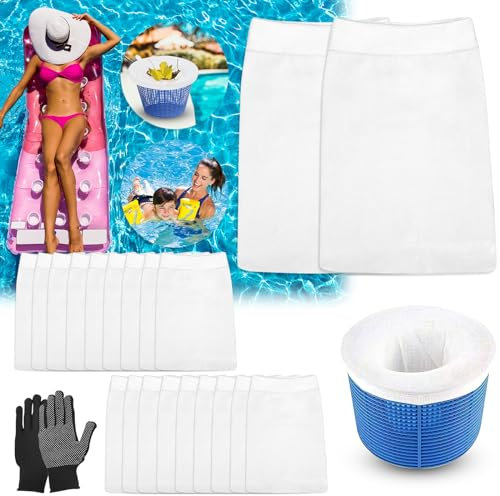 JOLIGAEA 20 PCS Calcetines Skimmer Piscina, Filtros de Skimmer, Calcetines Reutilizables de Malla de Nailon para Filtro de Piscina, Filtros de Skimmers Limpia para Capturar Hojas, Cabello, Basura