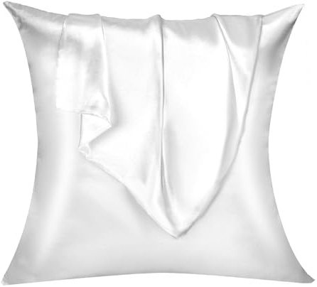 Lirex 2er Set Satin Kissenbezug 80x80cm, kissenbezüge, Weich wie Seidenkissenbezug, Satin Kopfkissenbezug Kissenhülle für Haar und Haut kommt, Oeko-TEX Zertifiziert, Weiß