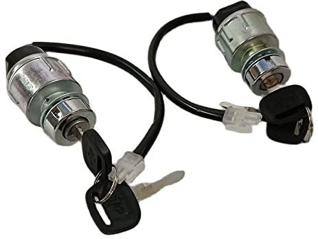 JWDAWN 2Pcs JK404C 2 Positions Ignition Switch Key Switch with 2Wires Connector 20mm Mounting Hole for Electric Vehicle Forklift Trailer Caravan Pallet Truck Stacker Start On Off Lock