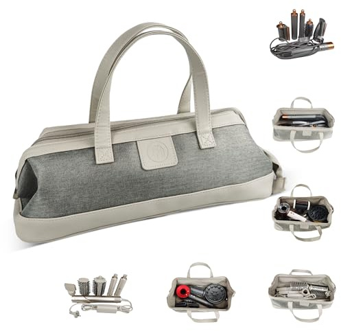 Foyer Nuage Borsa da viaggio per asciugacapelli compatibile con Dyson Supersonic, custodia portatile impermeabile compatibile con Dyson Airwrap (grigio chiaro)