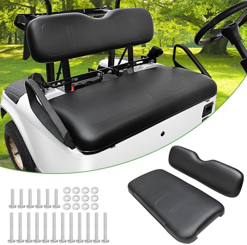 HEOHOU Golf Cart Front Seat Replacement Cushion Assembly Kit for EZGO TXT Medalist 1994-2013 Models,Golf Cart Front Seat Back and Seat Bottom Cushion,Black