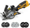 DOVAMAN Mini Scie Circulaire, 710W 115mm w/Laser, 3500RPM, Poignée Auxiliaire, Profondeur de Coupe de 43mm (90°), 29mm (45°), 6 Lames, pour le Bois, Métal Souple, Plastique, Carrelage - MCS01A
