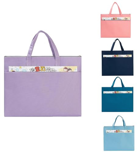 Oaygat 2pcs A3 Artista Borsa di Trasporto Cartella Impermeabile Portfolio Tavola da Disegno Viola Custodia a Portafoglio
