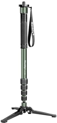 Manbily G-333 Camera Monopod 180cm for DSLR with Feet, Monopods for Cameras 5 Sections Walking Stick Hiking Pole, Mini Tripod Detachable Base, Aluminum Max 10KG Canon Nikon Sony (Olive Green)