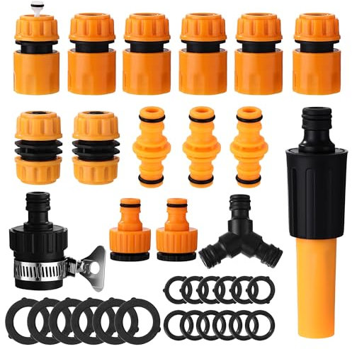 BUCOMTU 16 Pezzi per Gardena Set Tubo da Giardino, connettore Tubo da 1/2 Pollice, per Gardena Giunto, per Gardena Set connettore Tubo da 1/2 Pollice - Giunto & connettore