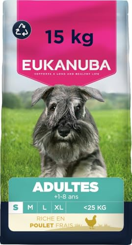 Eukanuba Hundefutter Trocken mit frischem Huhn für kleine Rassen, Premium Trockenfutter für ausgewachsene Hunde, 15 kg
