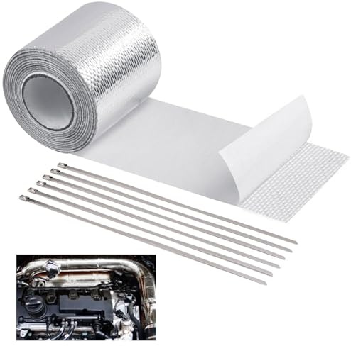 Srvauyea 1 PACK Roll Aluminum Foil Tape,High Temperature Exhaust Tape,Glassfiber Aluminum Tape 5M x 5cm,Heat Shield High Temperature Foil Tape, for HVAC Ducts Sealing Fixing Repairing Jointing.