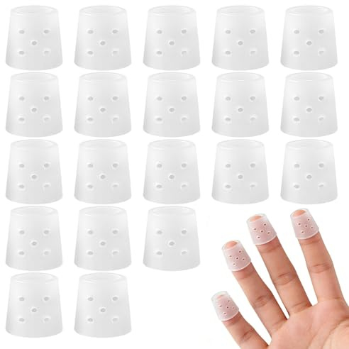 20PCS Skin Picking Prevention,Reusable Anti Skin Picking Finger Covers, Breathable Washable Finger Cots & Sleeve Protectors for Nail Biting, Cracked Hands, Hangnails & Fingertip Protection (Clear)