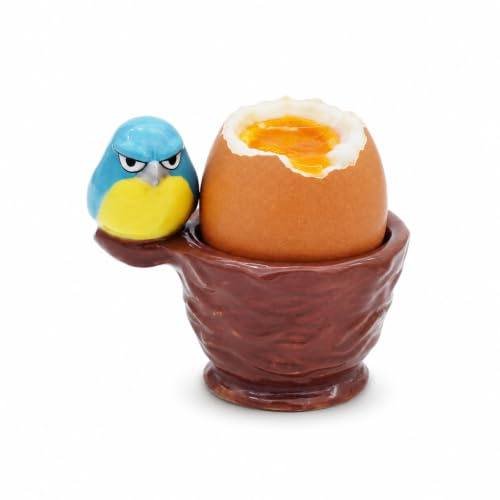 Winkee äggkopp Grumpy Bird Boris i keramik, rolig djurdesign för frukost & brunch, present till vänner och barn, handmålad