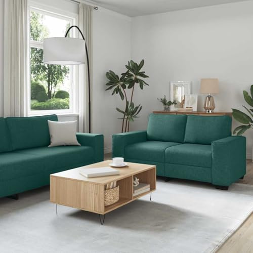 Faucqir 3-delat vardagsrum soffset med kudde, mörkgrönt tyg, hörnsoffa och lounge, stoppade möbler, sittbänk, bäddsoffa, relaxsoffa, lämplig för gästrum och lounge