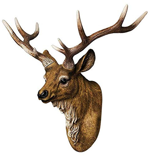 RTGGSEL Retro, in resina simulata, testa di cervo finta, decorazione da parete, taxidermia, testa di animale, ornamento, scultura, decorazione da parete (42,9 cm X 40 cm X 24,9 cm)