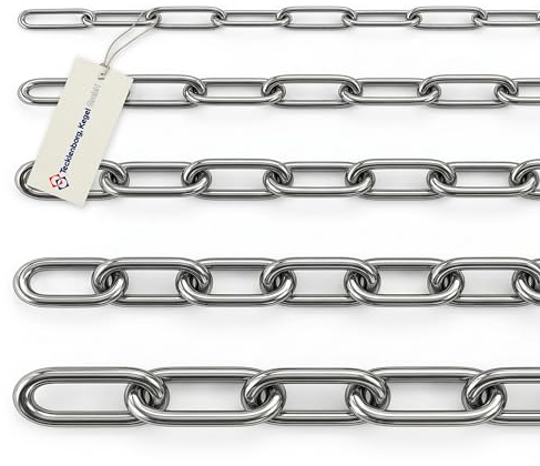 Edelstahl V4A Kette, 5,0 Meter, 3 mm Materialstärke, langgliedrig