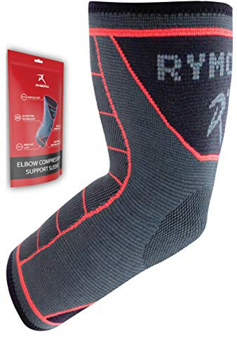 Rymora Elbow Support Sleeve for Men and Women - Support for Tennis Elbow, Golfers Elbow, Tendonitis, Joint Pain Relief, Arthritis (Single Sleeve) (Medium) [M]