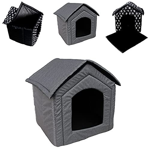 R.G. Hundehaus Hundehütte Hundebett Katzenhöhle Schlafplatz Hundebox Tierhaus Hundekorb (47x44x48 (LxBxH), Grau)