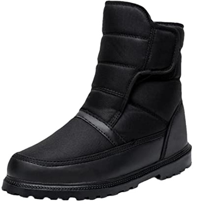 Herren Stiefel Wasserdicht Winterschuhe Herren Schneestiefel Mit Schnalle Winterstiefel Herren Warm Fell Stiefeletten Schwarz 42