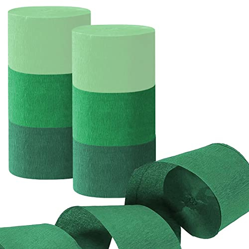 Capesaro Green Crepe Paper Streamers - 6 Rolls Party Streamers for Various Festival Party Decorations