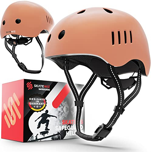 SKATEWIZ Fahrradhelm | Helm Fahrrad Leichter Skaterhelm, Mountainbike & BMX Helm Größe L in Coral Fahrradhelm Herren Fahrradhelm Damen Fahrradhelm matt