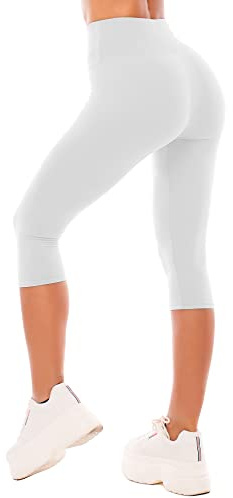 SINOPHANT Legging 3/4 Femmes Pantalon de Sport | Corsaire Pantacourt Jegging Taille Haute Femme Yoga Opaque Doux Capri