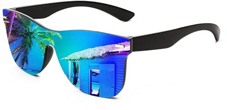 FEISEDY Gafas de Sol sin Montura con Lentes Espejo Monobloc Unisex B4114