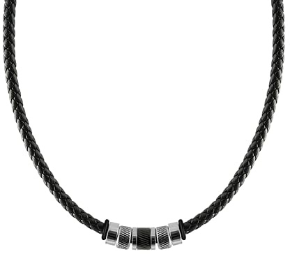 SHIEAGLELD Collier Homme Cuir, Collier Pendentif pour Hommes, Cordon Colliers Homme, Colliers Tressé en Cuir, Cordon pour Pendentif Hommes Cuirs Noir avec Fermoir Acier Inoxydable