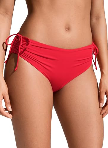 CRZ YOGA Taille Moyenne Ruched Bas de Bikini | Coupe Jambe Moyenne, Couverture Modérée, à nouer sur le côté, Natation, Slip de Bain pour Femme