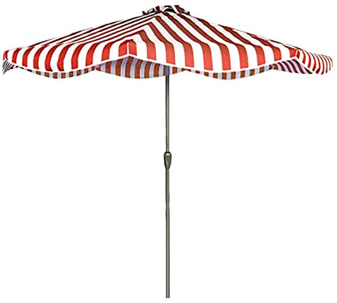 Sonnenschirm für den Außenbereich, gestreifter Markttischschirm, 2,7 m Garten-Sonnenschirm mit 8 stabilen Eisenrippen, Sonnenschutz für Terrasse, Hof, Stranddock (Farbe: Gelb + Weiß) (Rot + Weiß)