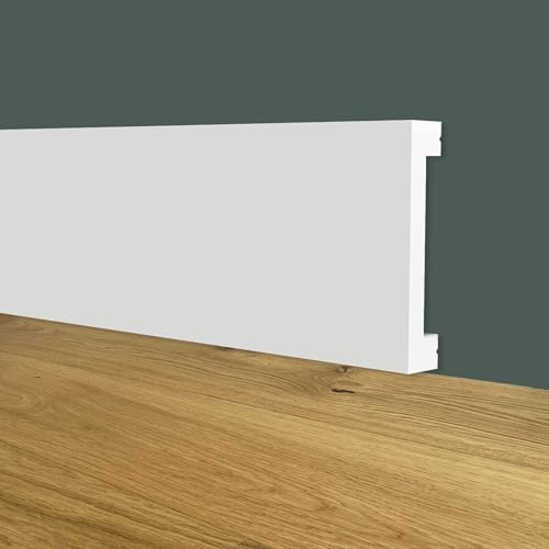 Battiscopa SQUADRATO BIANCO PASSACAVO 50x10mm in POLIMERI - Polistrutturato (prezzo al metro)