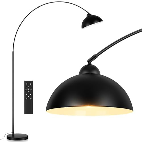 Leomix Schwarze Bogen-Stehlampen Für Das Wohnzimmer – Dimmbare Gewölbte Stehlampe Mit Fernbedienung Und 2700–6000 K, Moderne Bogen-Stehlampe, Hohe Industrielampe Für Das Schlafzimmer