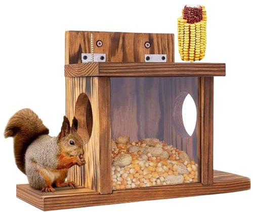 Eichhörnchen Futterspender Eichhörnchen Futterbox Holz Eichhörnchen Futterspender Eichhörnchen Futterspender Nur für Eichhörnchen Eichhörnchen Futterhaus mit Maiskolbenhalter Streifenhörnchen