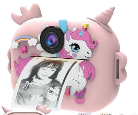 Euakee Appareil Photo Instantané Enfants, 2,4 Écran Appareils Photos Numériques pour Enfants avec Carte 32GB et Papier Photo Imprimé, Stylos Colorés, Caméra Jouets Cadeau pour Garçons Filles 3-12 Ans