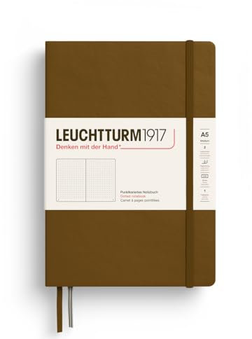 LEUCHTTURM1917 372197 Notizbuch Medium A5, Hardcover Schreibbuch, 251 nummerierte Seiten, Spice Brown, dotted