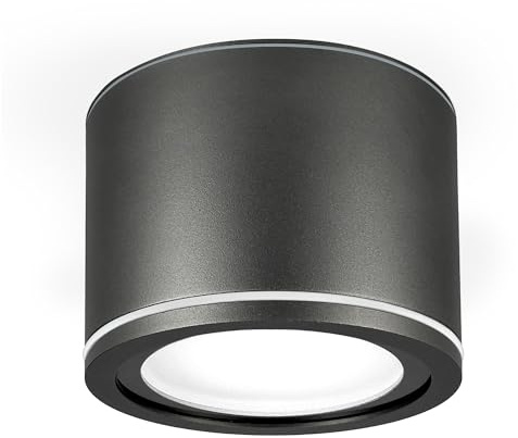EDO Utanpåliggande Takspotlight UMA IP54 Vattentät Armatur - Överbyggnadslampa Platt med 6,5W LED 4000K GX53 600lm 230V - Ytmonterad Strålkastare Antracit Rund Ø90*60mm 230V - Taklampa för Badrum