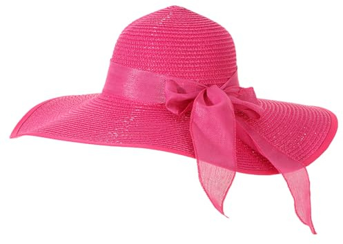 LY4U Cappello di Paglia da Donna, Cappelli da Sole da Donna, Cappello da Sole Estivo UPF 50, Cappello da Spiaggia a Tesa Larga, Cappelli Flosci Arrotolabili Pieghevoli per Donna e Ragazza