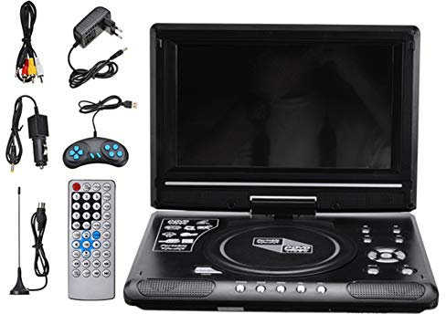Eighosee Reproductor de DVD PortáTil de Coche DoméStico de 9,8 Pulgadas Reproductor de TV VCD CD Juego Adaptador de Radio USB Compatible con RecepcióN de Radio FM-Enchufe de la EU